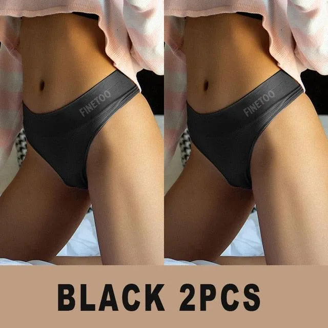 2 Pack Bodyshaper Panties Underwear High Waist Panties Lingerie G-String Underpants Solid Color Briefs