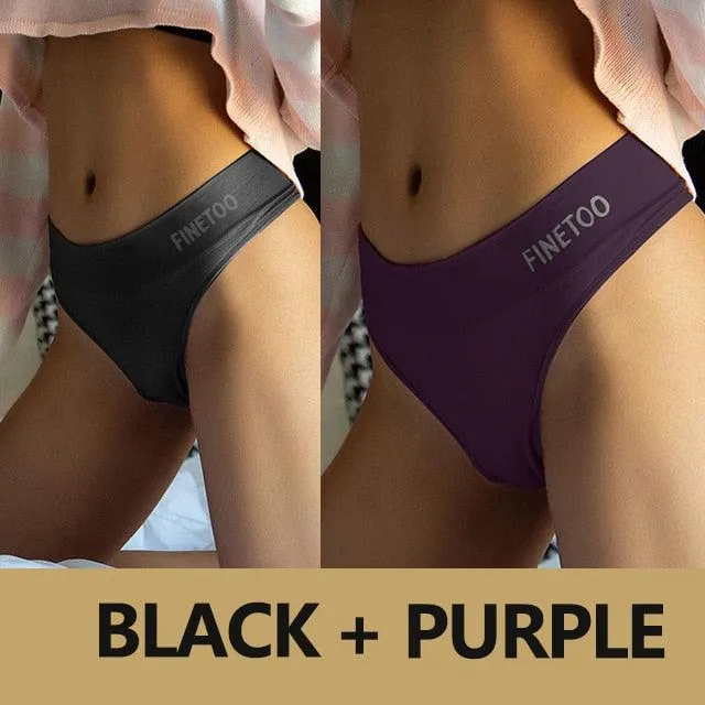 2 Pack Bodyshaper Panties Underwear High Waist Panties Lingerie G-String Underpants Solid Color Briefs