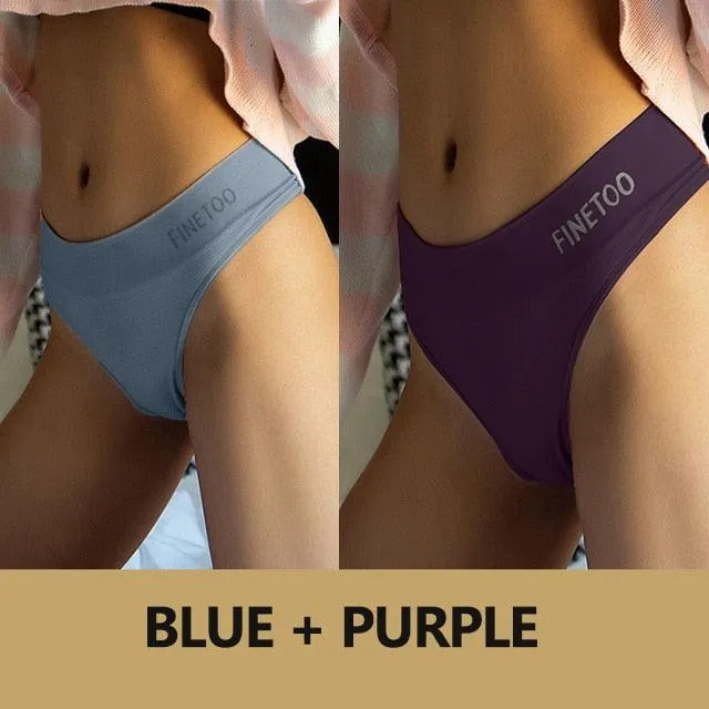 2 Pack Bodyshaper Panties Underwear High Waist Panties Lingerie G-String Underpants Solid Color Briefs