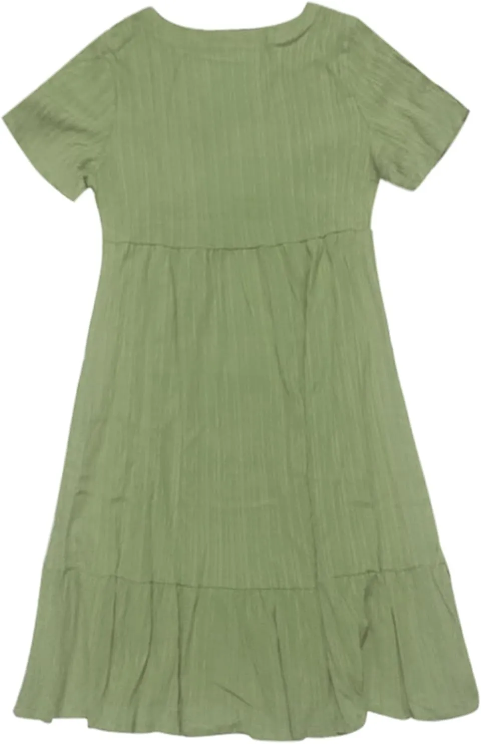 2025 Spring Dresses Women Casual Boho Petite Midi T Shirt Dresses Summer Short Sleeve V Neck Ruffle Hem Tiered Dress