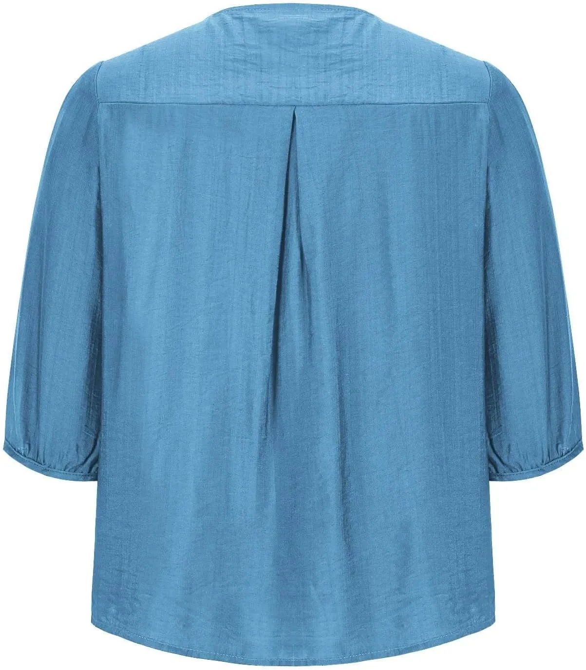 3/4 Length Sleeve Womens Tops Beach Vacation Boho Pullover Tunic Shirts Spring Casual Loose V Neck Embroidered Tops