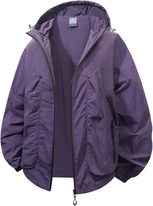 ADHOWBEW Light Jackets for Men Poncho Outerwear Lightweight Windbreaker, Waterproof Sun Protection Outerwear
