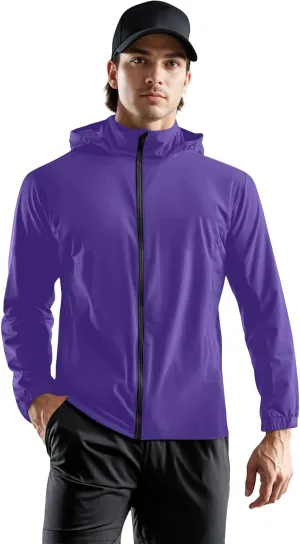 ADHOWBEW Rain Coat Men Adult Lightweight Waterproof Work Sun Protection Outerwear Windbreaker, Outerwear