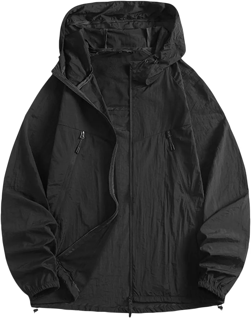 ADHOWBEW Wind Breaker Jackets Mens Hooded Waterproof Outerwear Big and Tall for Fishing Golf Hiking Outdoor Outerwear