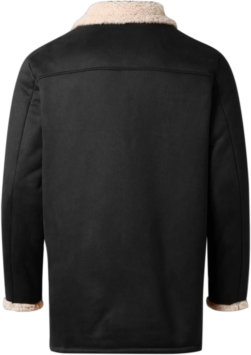 Alalaso Vintage Suede Pocket Plush Reversed Collar Mens Outdoor Jacket Western Outdoor Windbreaker Jacket Coat Retro Top