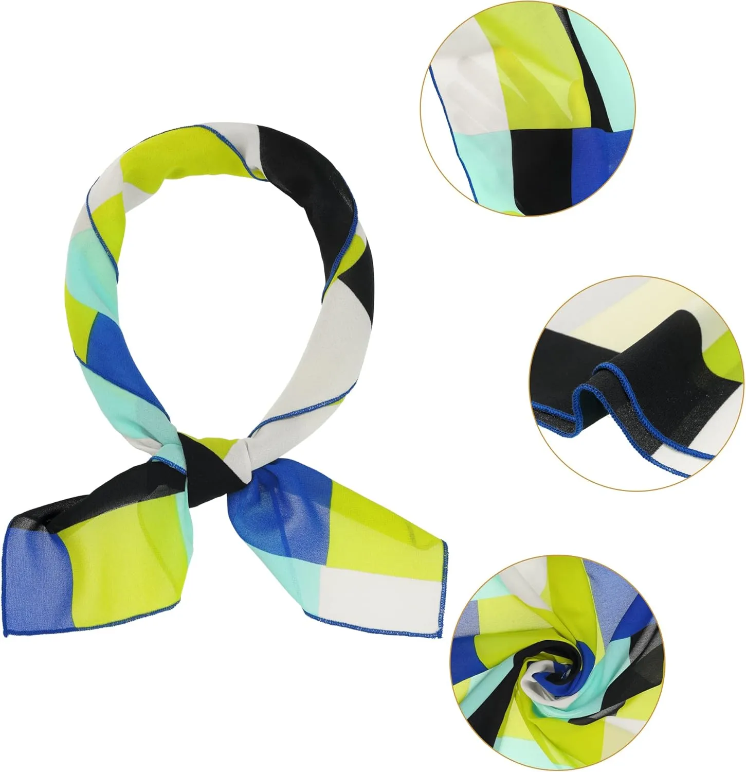 Allegra K Women Chiffon Scarves - 25.6" X25.6" - Floral Print Square Kerchief Neck Scarf Neckerchief