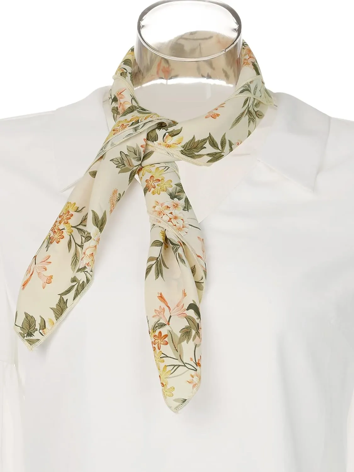 Allegra K Women Chiffon Scarves - 25.6" X25.6" - Floral Print Square Kerchief Neck Scarf Neckerchief