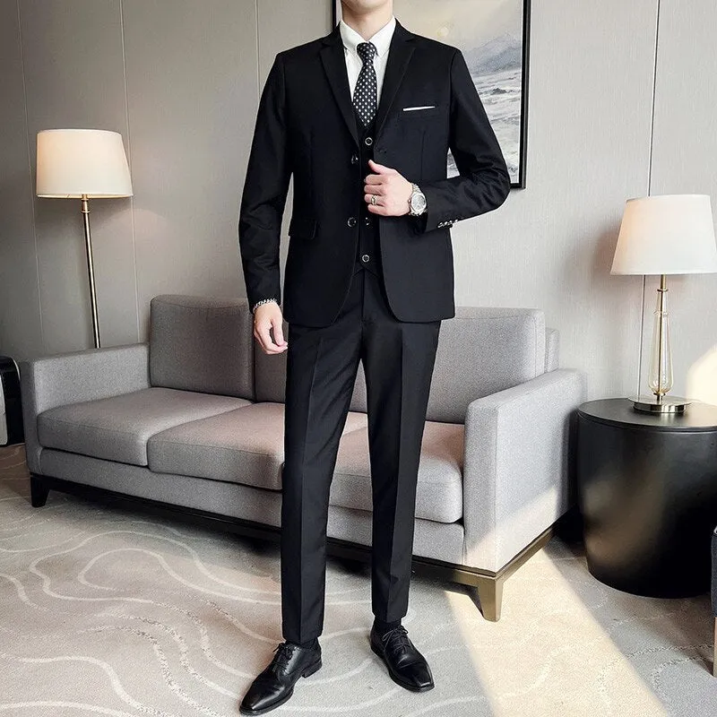 Angelo Ricci™ Fashion Solid Color Business Office 3-Piece Suit