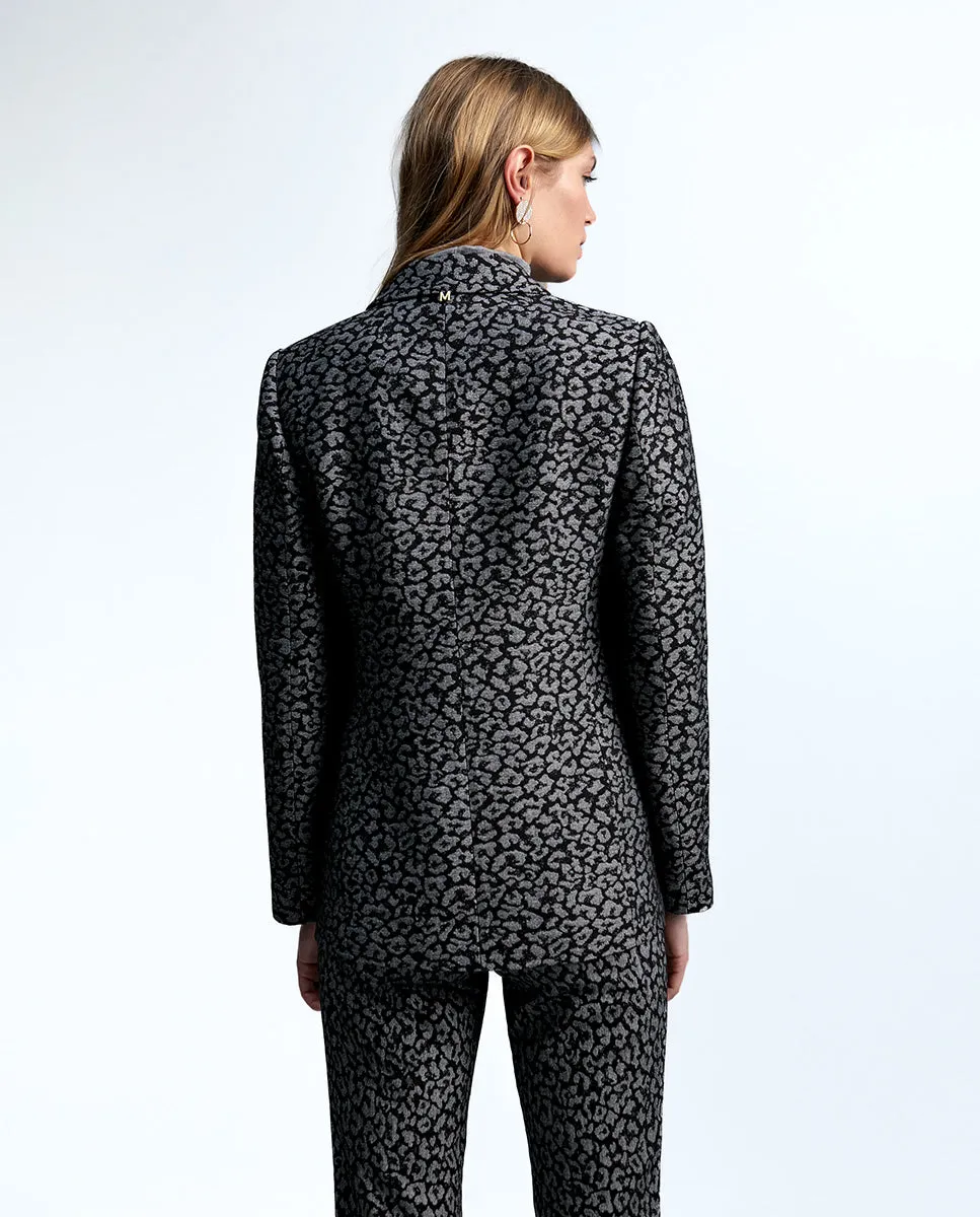 Animal print jacquard blazer