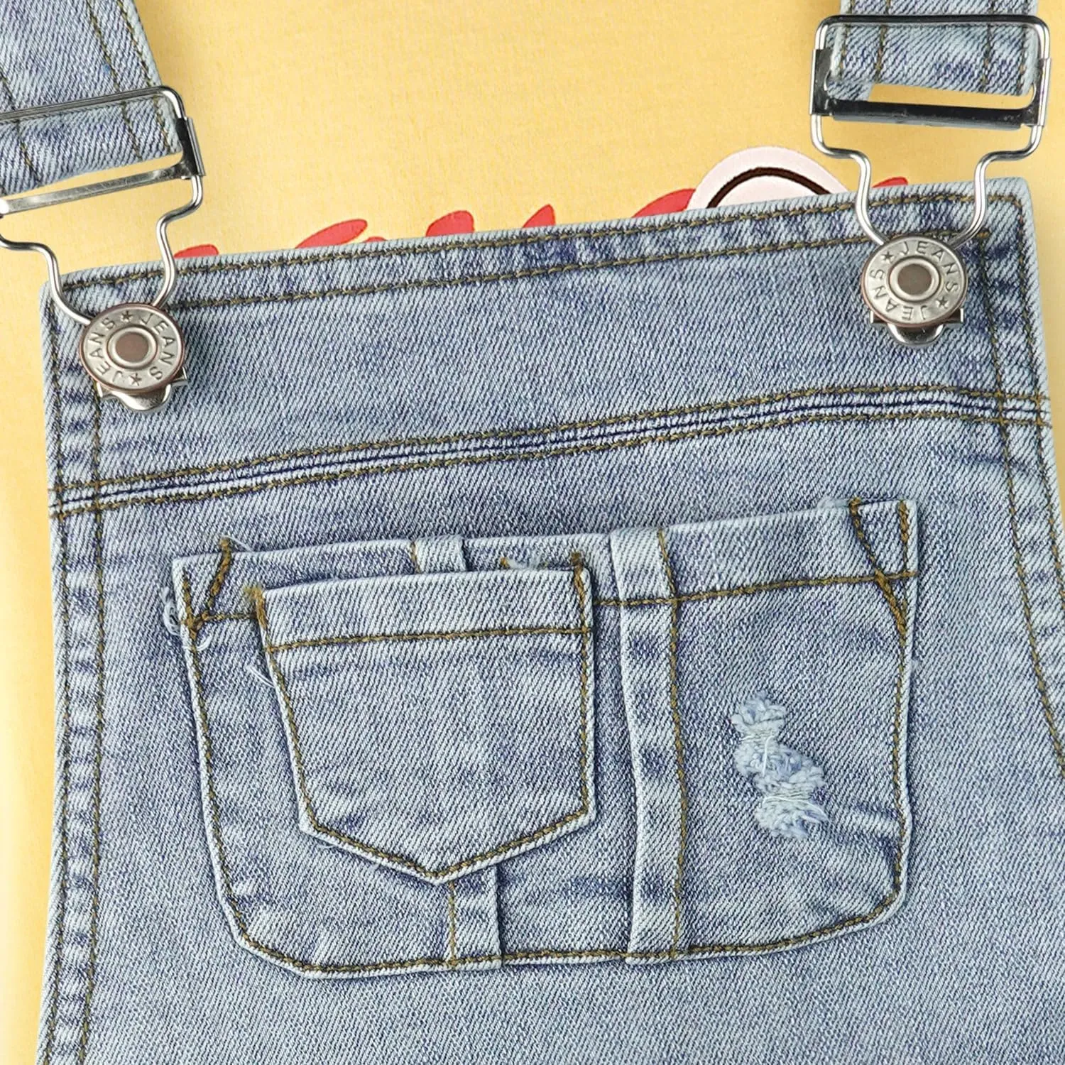 Baby & Little Girls Denim Overall Dresses Sets, Crewneck Cotton T-shirt Jeans Suspender Skirts