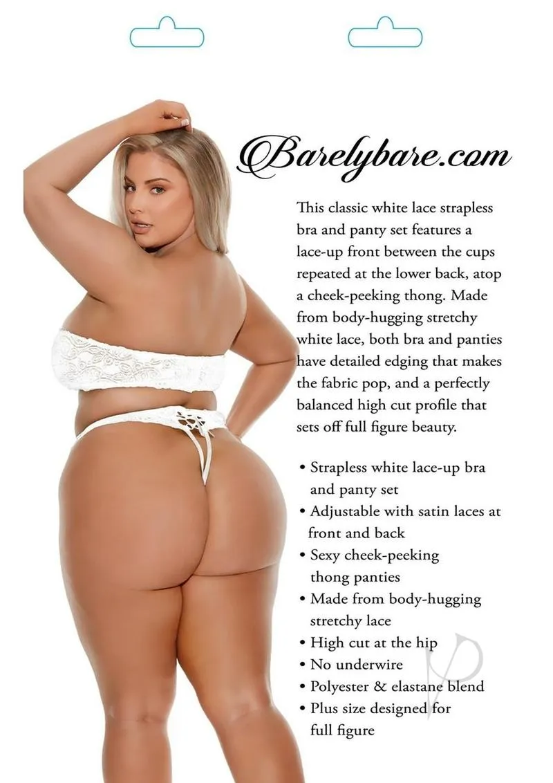 Barely B Lace Bra Thong Plus White(disc)