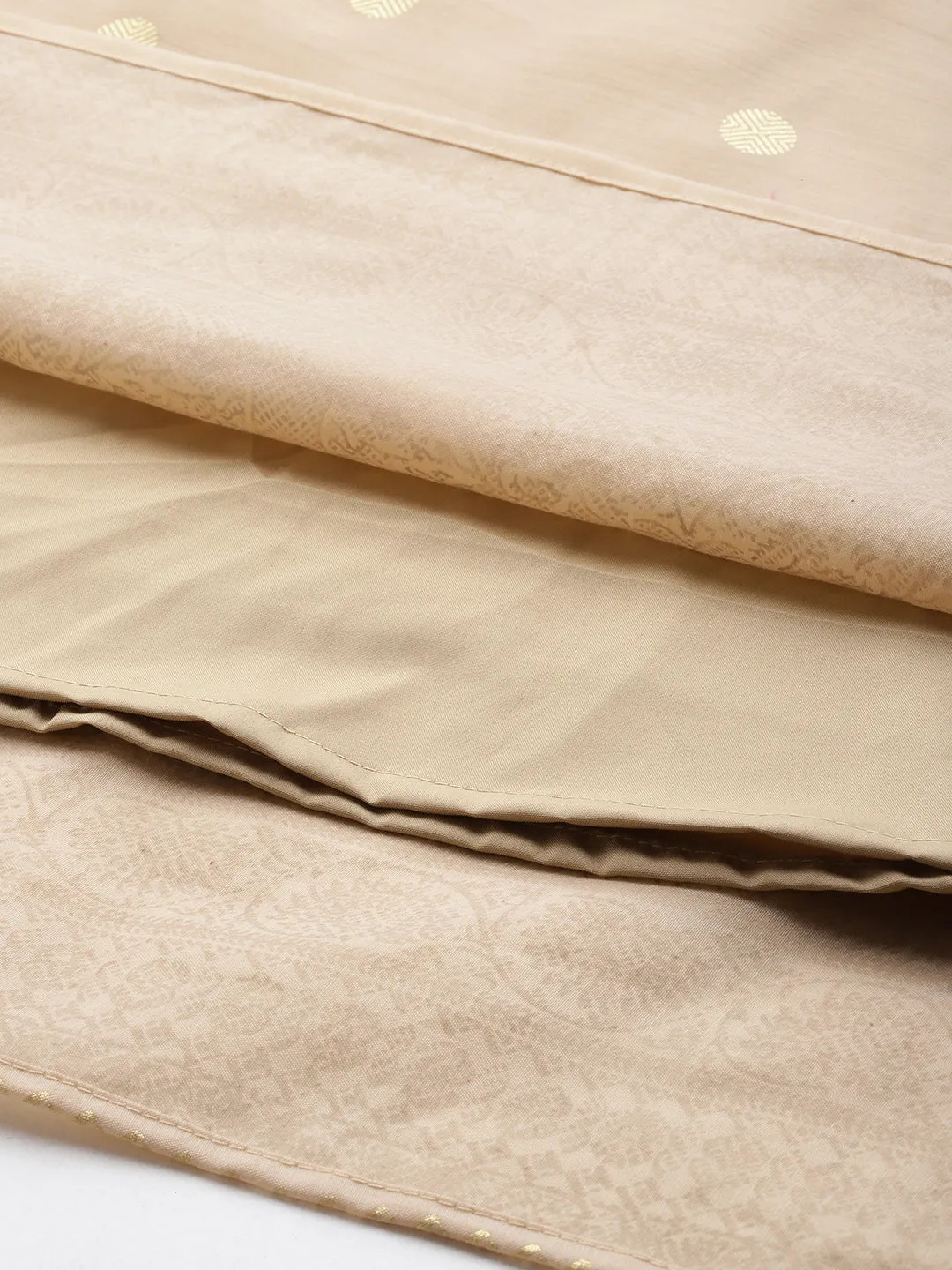 Beige Printed Plus Size Fit & Flare Maxi Dress