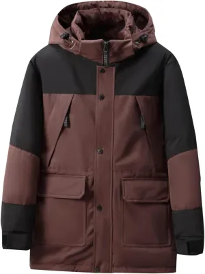 Bidobibo Quilted Jacket Men with Big Hood Patchwork Puffer Coat Mens Parka Winter Coats Long 2024 Padded Jacket Plus Size