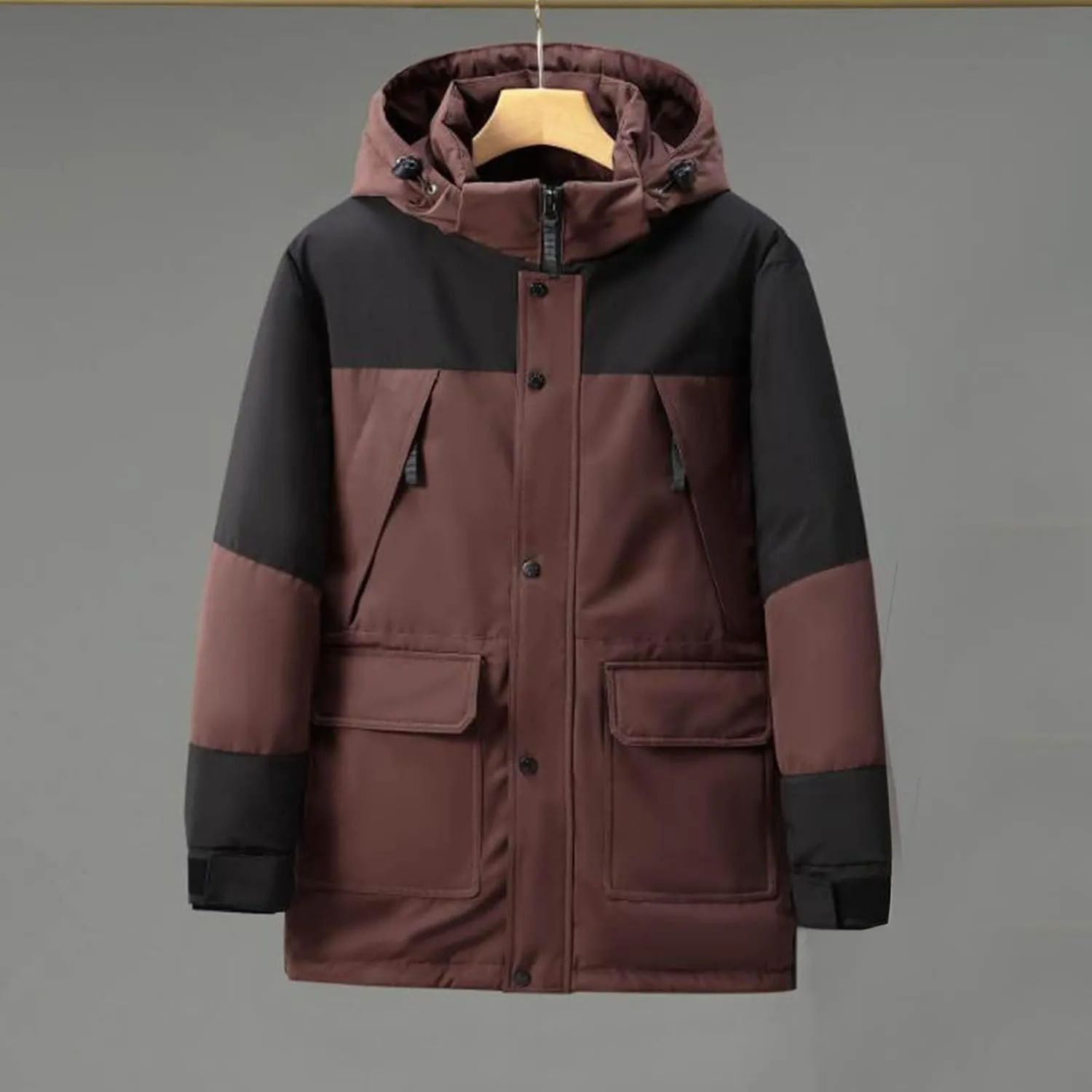 Bidobibo Quilted Jacket Men with Big Hood Patchwork Puffer Coat Mens Parka Winter Coats Long 2024 Padded Jacket Plus Size