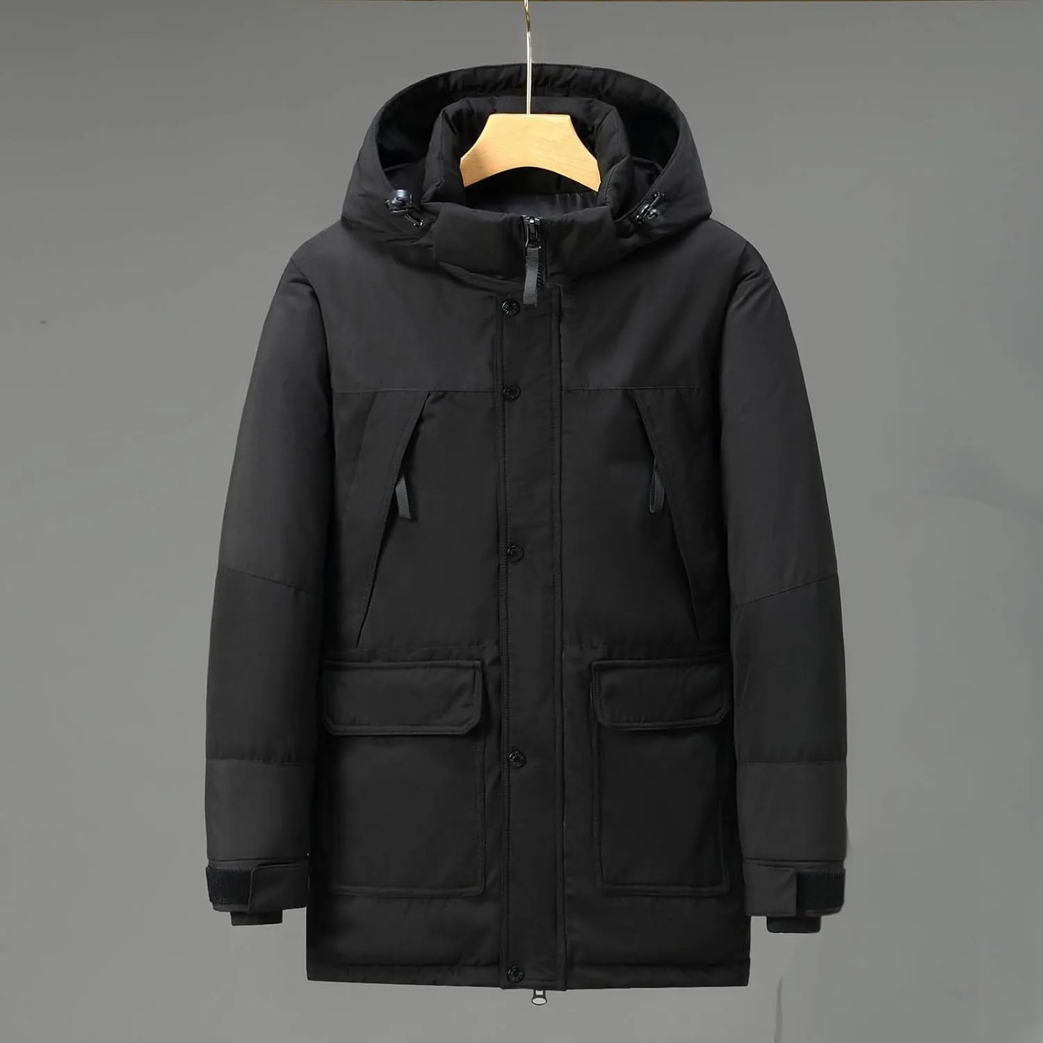 Bidobibo Quilted Jacket Men with Big Hood Patchwork Puffer Coat Mens Parka Winter Coats Long 2024 Padded Jacket Plus Size