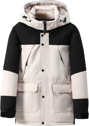 Bidobibo Quilted Jacket Men with Big Hood Patchwork Puffer Coat Mens Parka Winter Coats Long 2024 Padded Jacket Plus Size