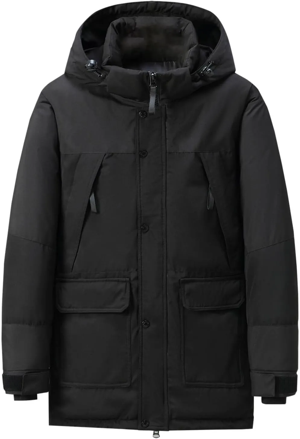 Bidobibo Quilted Jacket Men with Big Hood Patchwork Puffer Coat Mens Parka Winter Coats Long 2024 Padded Jacket Plus Size