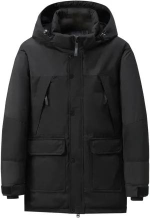 Bidobibo Quilted Jacket Men with Big Hood Patchwork Puffer Coat Mens Parka Winter Coats Long 2024 Padded Jacket Plus Size