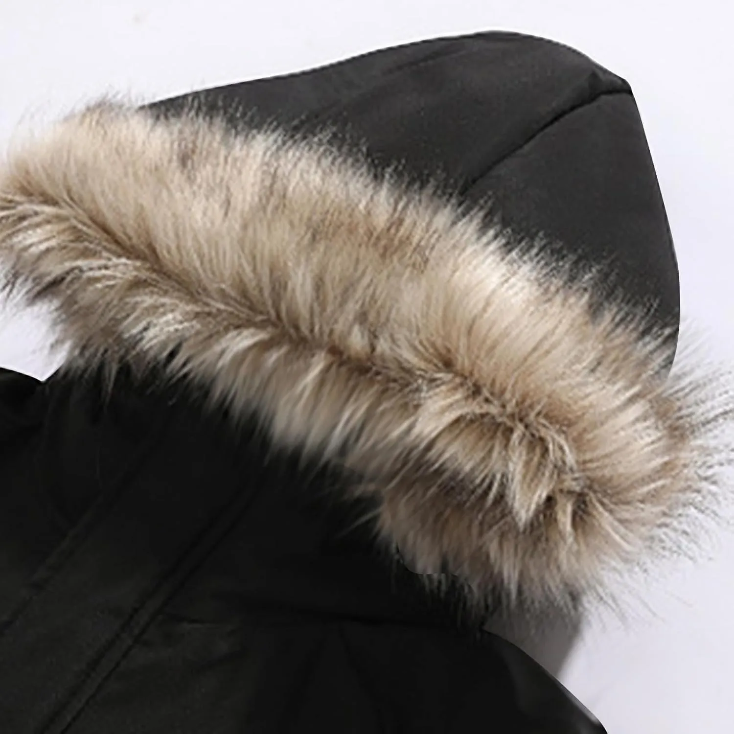 Bidobibo Reversible Quilted Jacket Men Winter Jacket with Fur Hood Winter Coats for Men Warm Parka Long Sleeve Puffer Coat