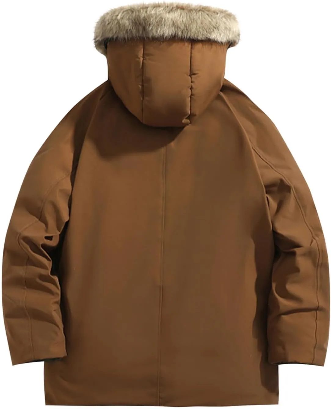 Bidobibo Reversible Quilted Jacket Men Winter Jacket with Fur Hood Winter Coats for Men Warm Parka Long Sleeve Puffer Coat