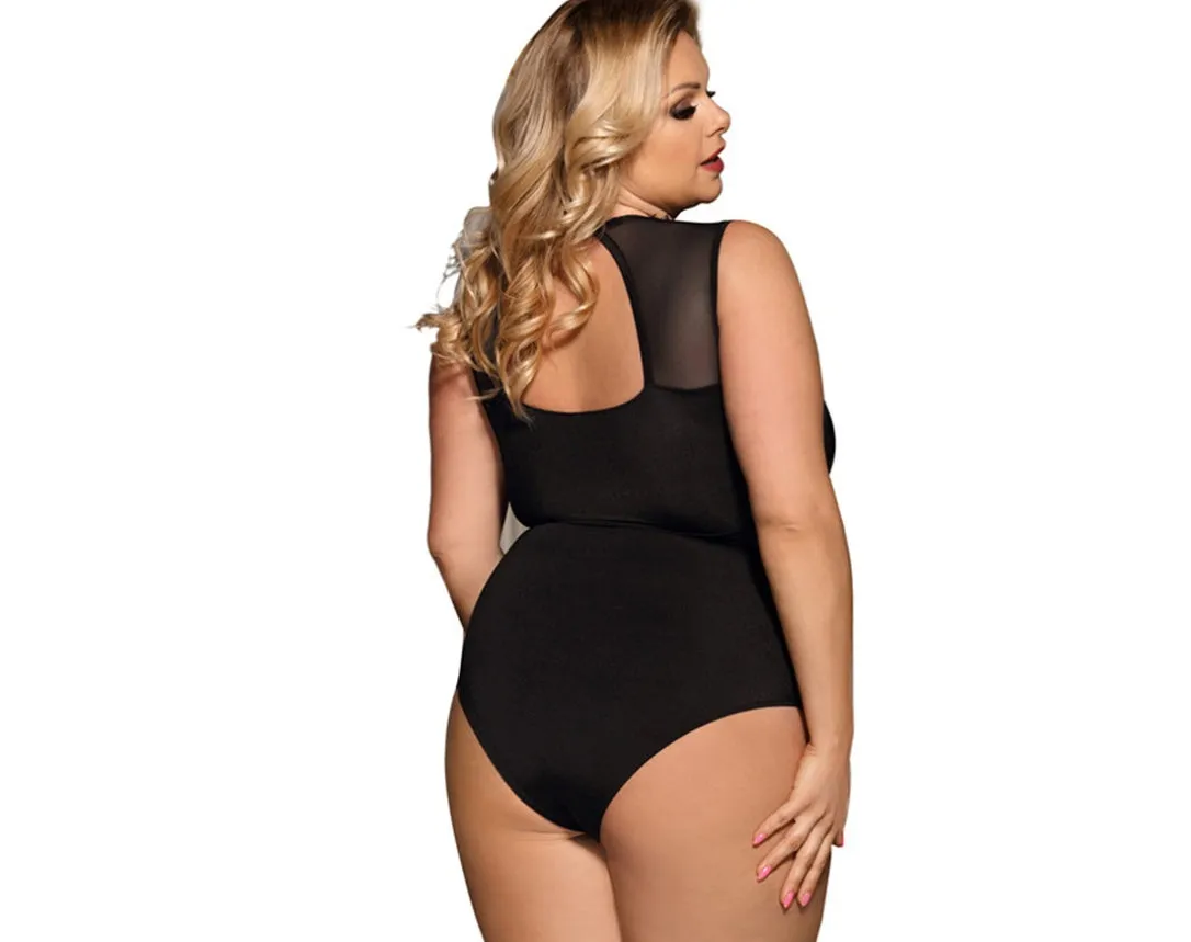 Black, White or Pink Plus Size Teddy Bodysuit Lingerie