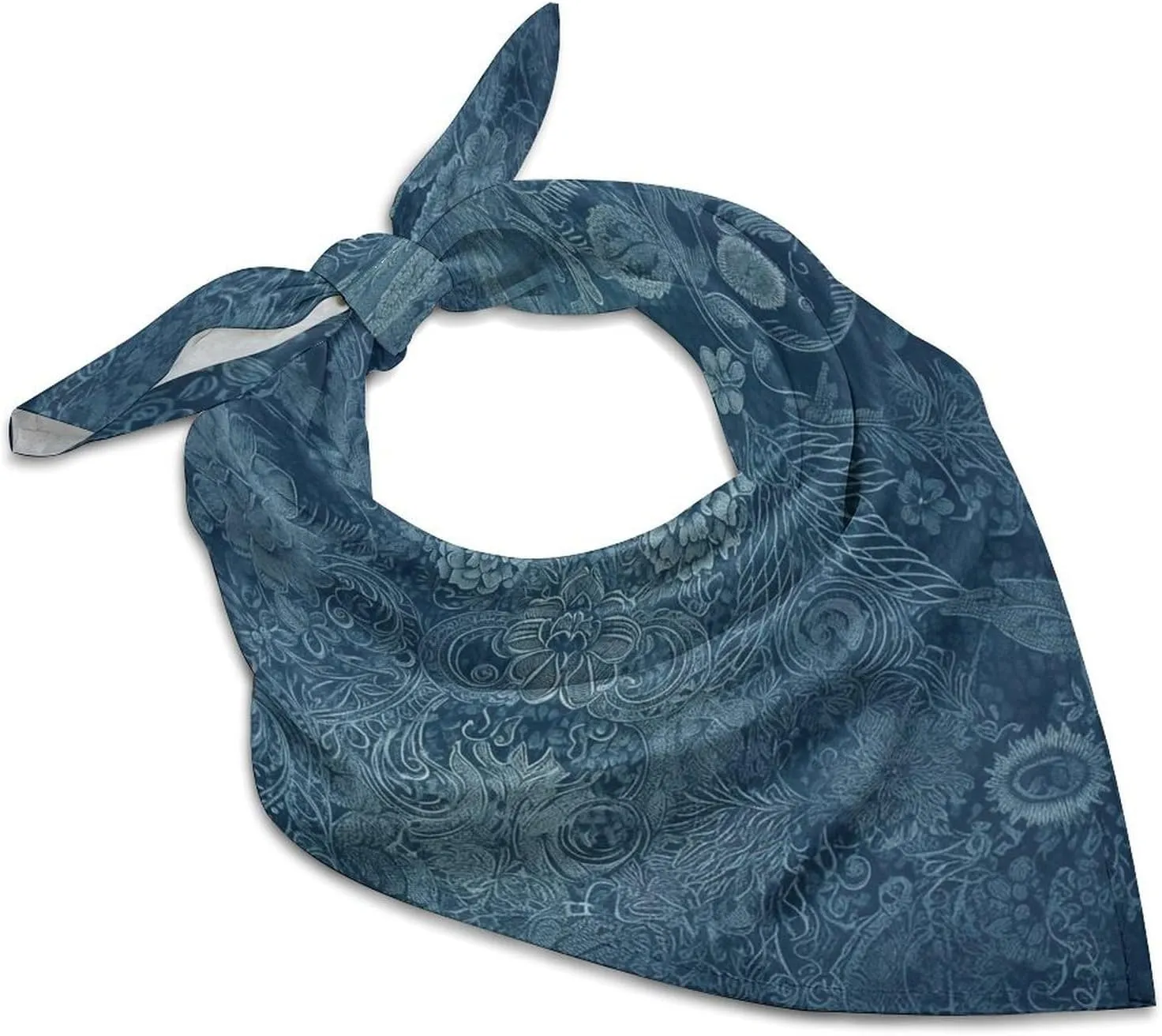 Blue Floral Lace 18" Square Head Scarf Lightweight Silk Scarf for Women Soft Satin Head Scarves Large Neckerchief Fashion Bandanas Silk Headband Neck Satin Scarfs for Bag Hair Scarves Gift