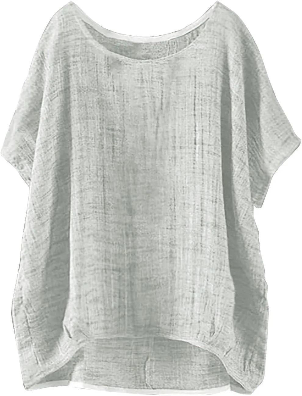 Boho Shirts for Women Hippie Casual Summer Short Sleeve Gauze Shirts Plus Size Cotton Linen Peasant Tops Blouses