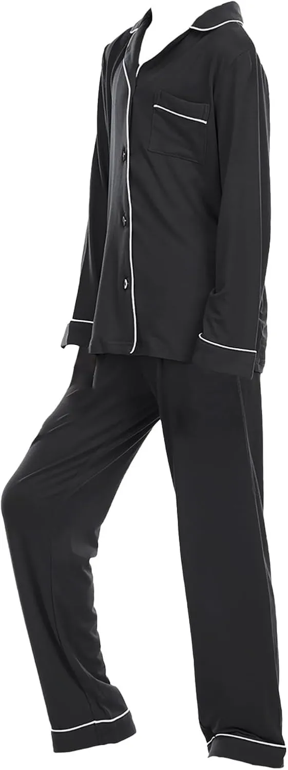 Boys Girls 𝐏a𝐣ama Set Solid Button Down Long Sleeve Sl𝐞epwear Cotton 𝐏ajamas for Kids 𝐏js Loung𝐞wear Tops Pants