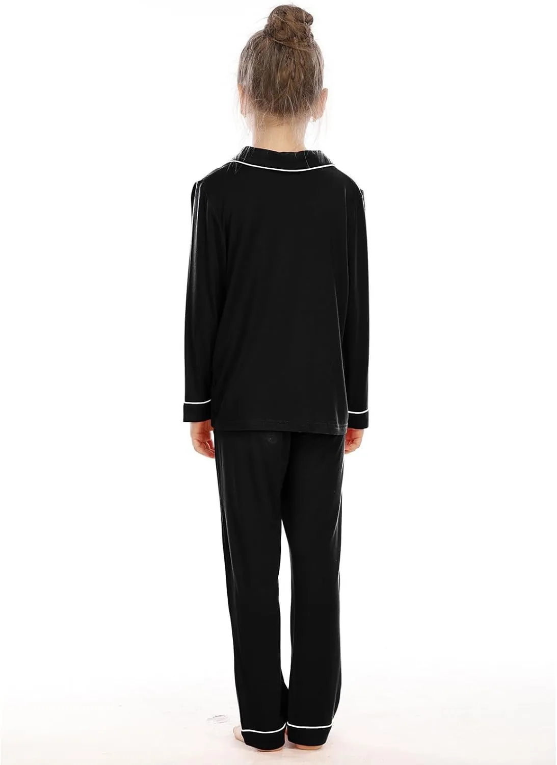 Boys Girls 𝐏a𝐣ama Set Solid Button Down Long Sleeve Sl𝐞epwear Cotton 𝐏ajamas for Kids 𝐏js Loung𝐞wear Tops Pants