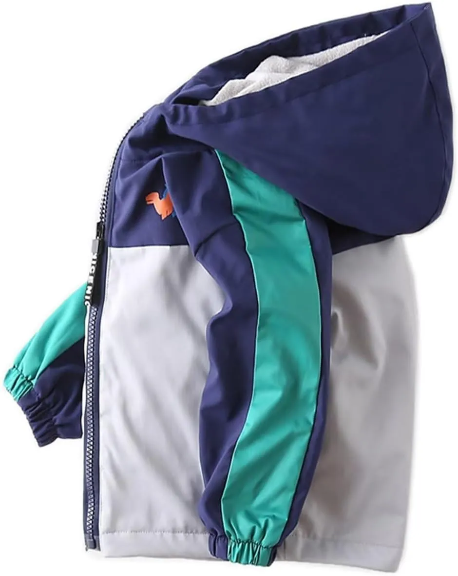 Boys' Hooded Dinosaur Jacket Windbreaker Outerwear