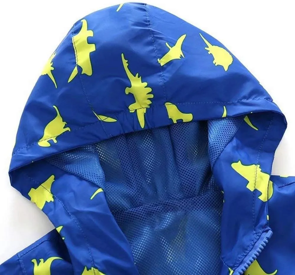 Boys' Hooded Dinosaur Jacket Windbreaker Outerwear