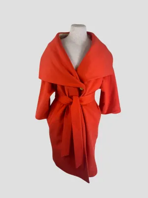 BSBY orange 100% wool belted coat size UK12/US8