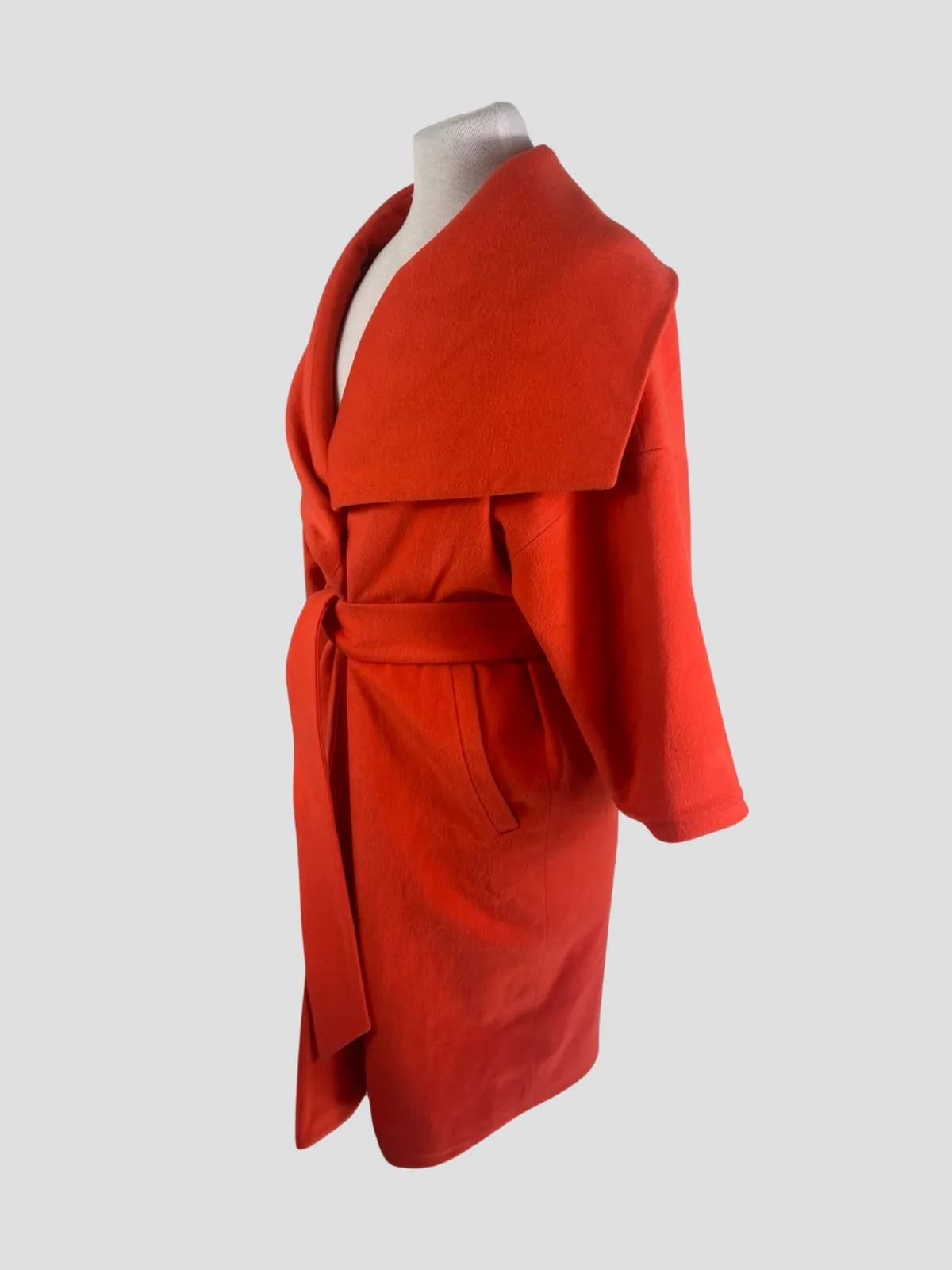 BSBY orange 100% wool belted coat size UK12/US8