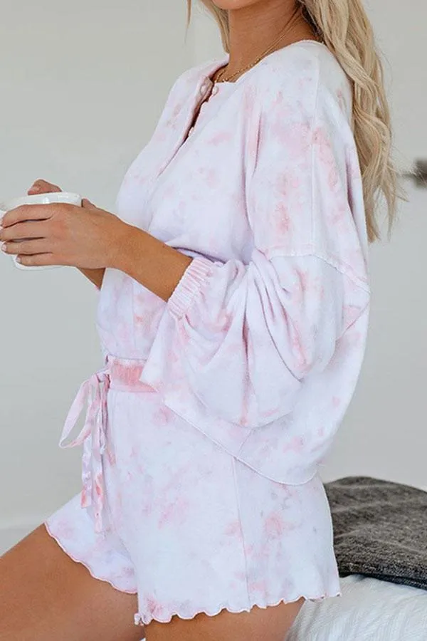 Casual Long Sleeve Tie Dye Pants Suit