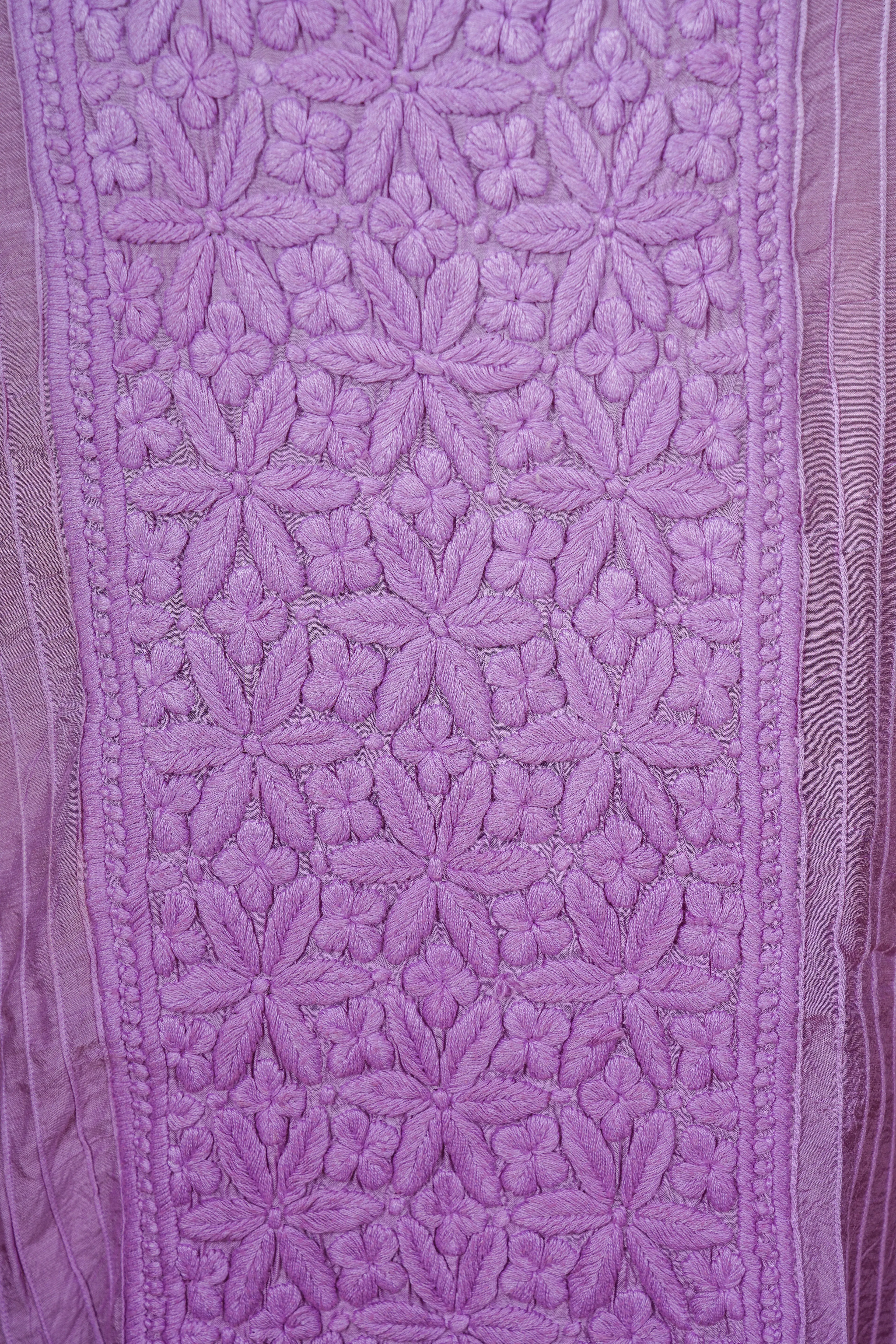Chikankari Pure Fine Silk Cotton Pant Set-Purple