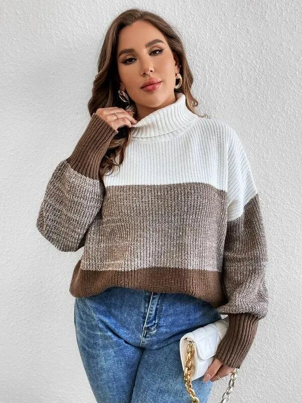 Colorblock Long Sleeve Stretchable Sweater