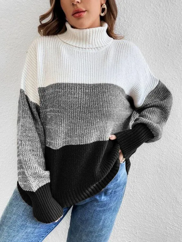 Colorblock Long Sleeve Stretchable Sweater