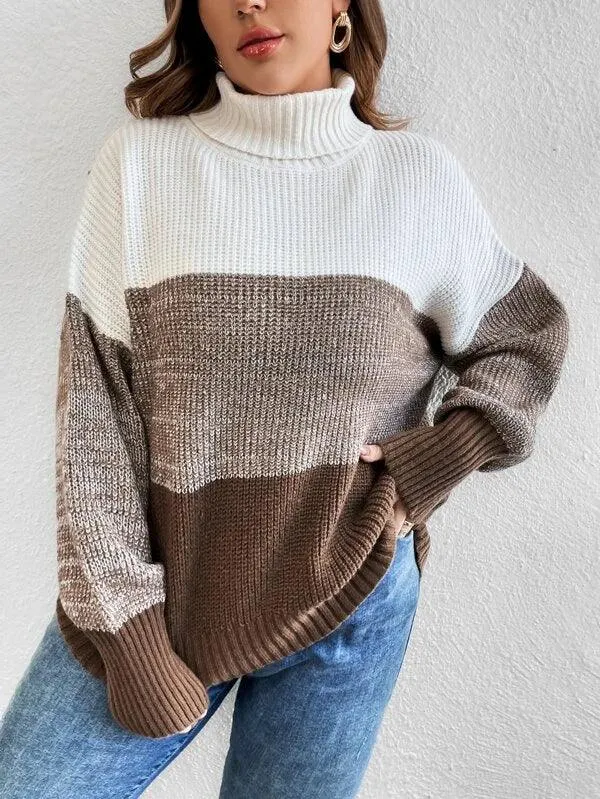 Colorblock Long Sleeve Stretchable Sweater
