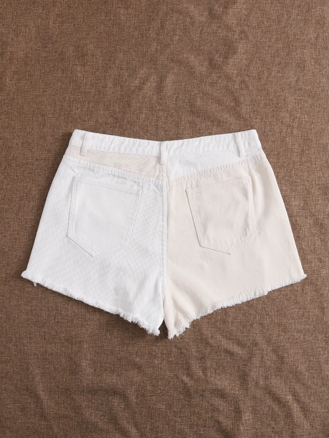 Colorblock Zipper High Waist Plus Size Denim Shorts