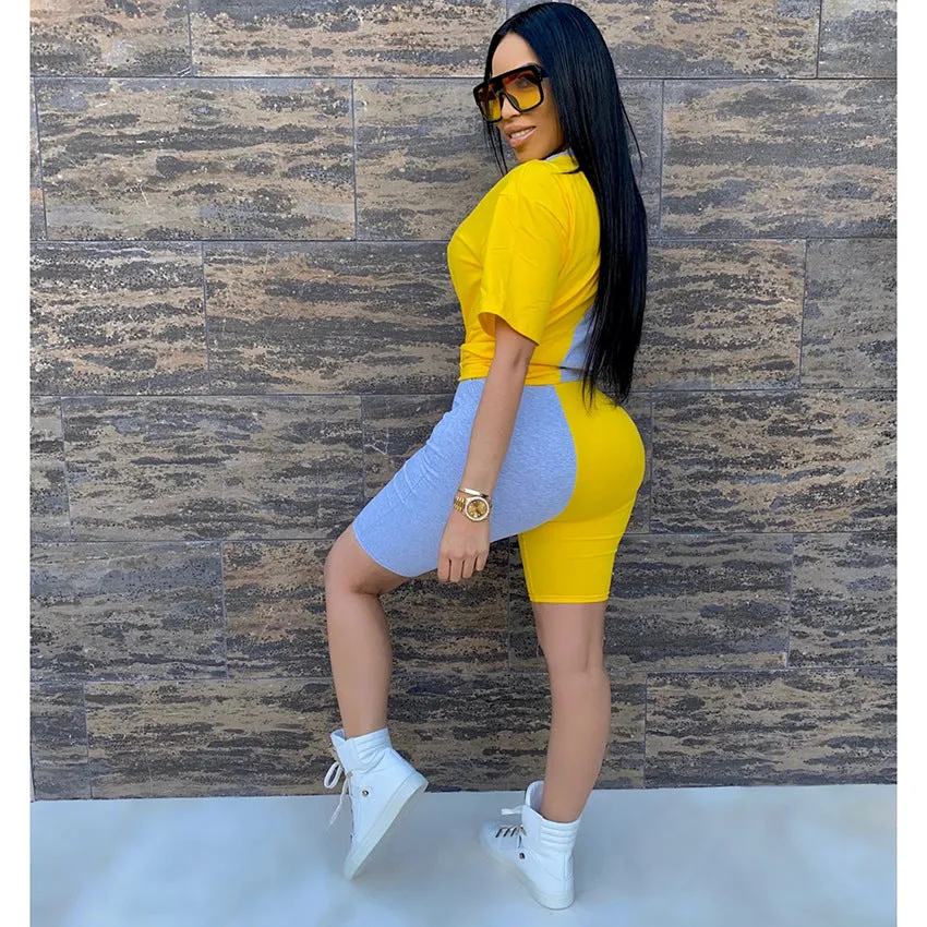 Contrasting Color Casual Sexy Suit Good Quality Wholesale Clothing Wholesale Two Piece Sets