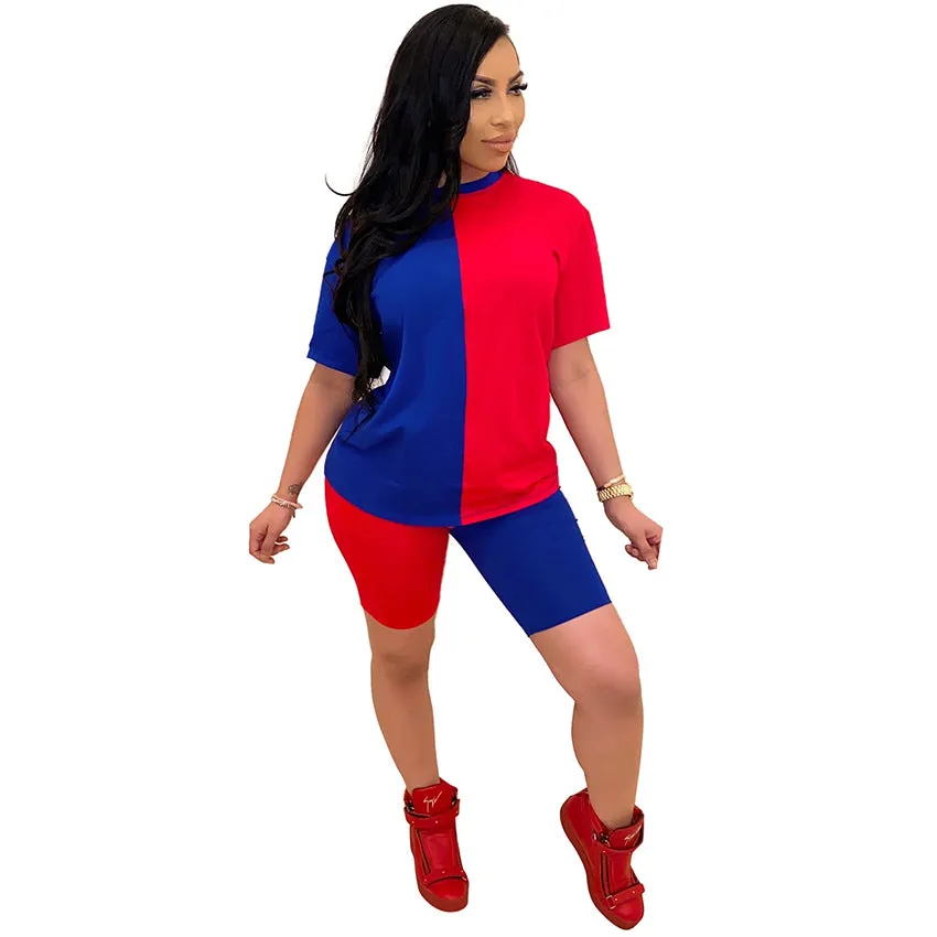 Contrasting Color Casual Sexy Suit Good Quality Wholesale Clothing Wholesale Two Piece Sets