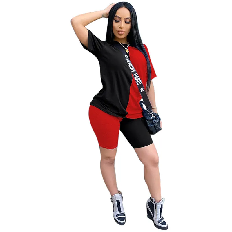 Contrasting Color Casual Sexy Suit Good Quality Wholesale Clothing Wholesale Two Piece Sets