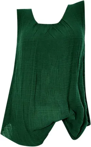 Cotton Linen Tank Tops for Women Cotton Gauze Crewneck Solid Color Sleeveless Shirt Plus Size Summer Shirts