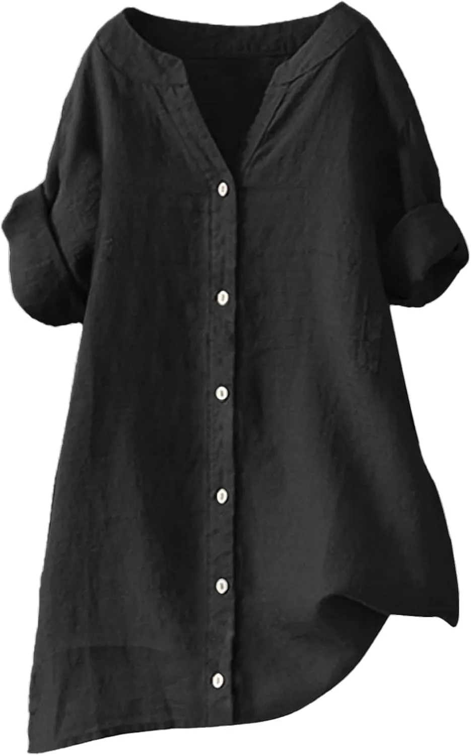 Cotton Shirts for Women Color Sleeve Collar Casual Women's Shirt 2025 Summer Fashion Cotton Linen Shirt Top Blouses