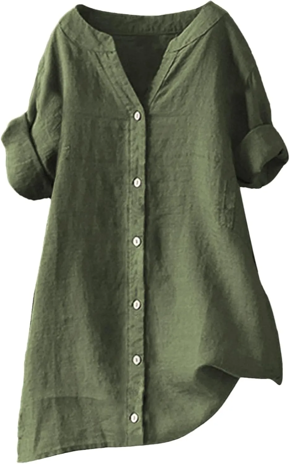 Cotton Shirts for Women Color Sleeve Collar Casual Women's Shirt 2025 Summer Fashion Cotton Linen Shirt Top Blouses