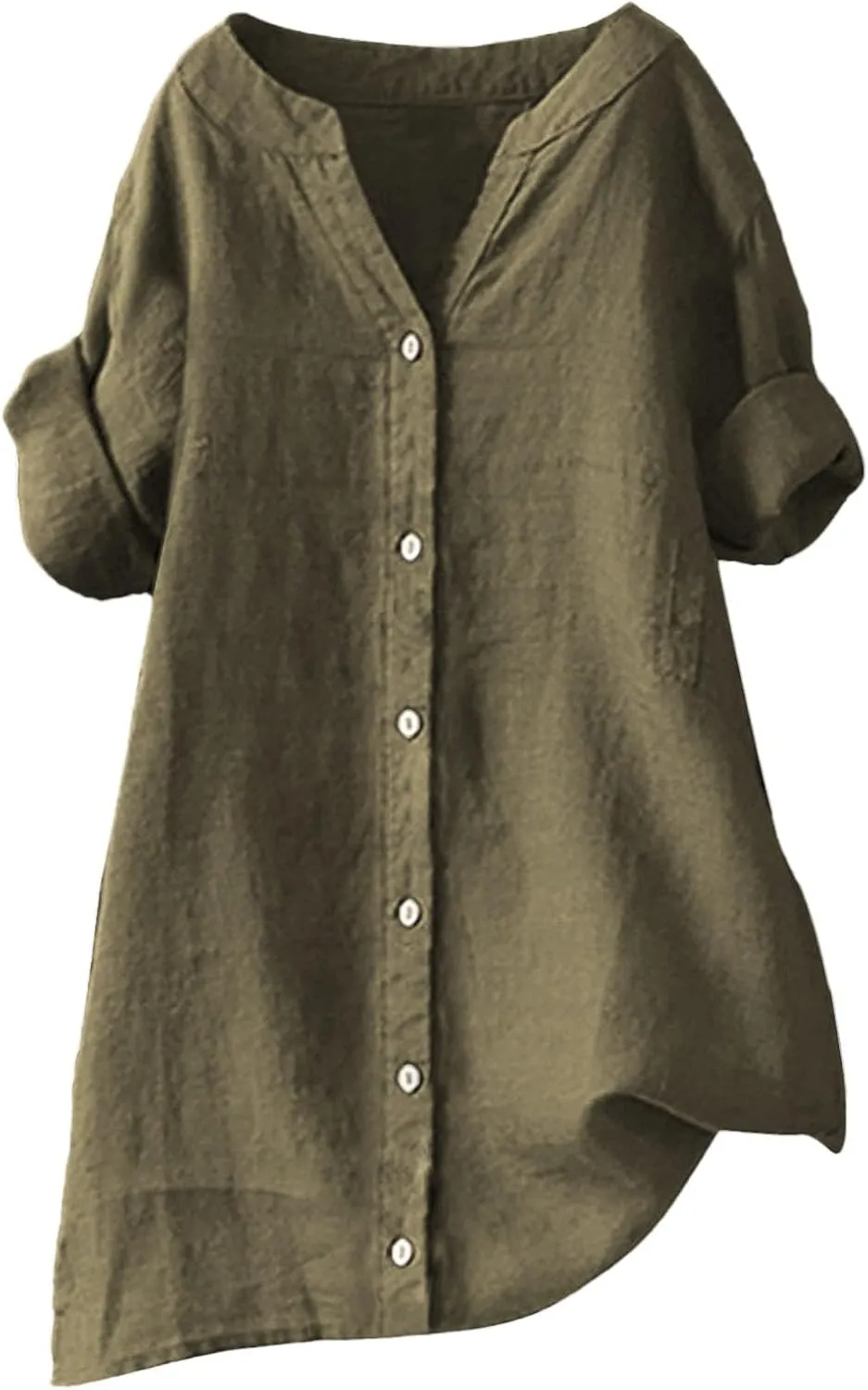 Cotton Shirts for Women Color Sleeve Collar Casual Women's Shirt 2025 Summer Fashion Cotton Linen Shirt Top Blouses