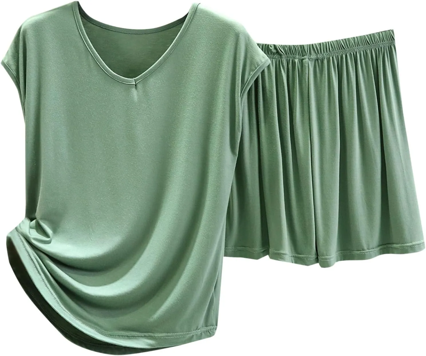 Cotton Two Piece Lounge Set for Women Summer Comfy Loose Plus Size two Piece Sets Casual Top And Shorts Pajamas Sets