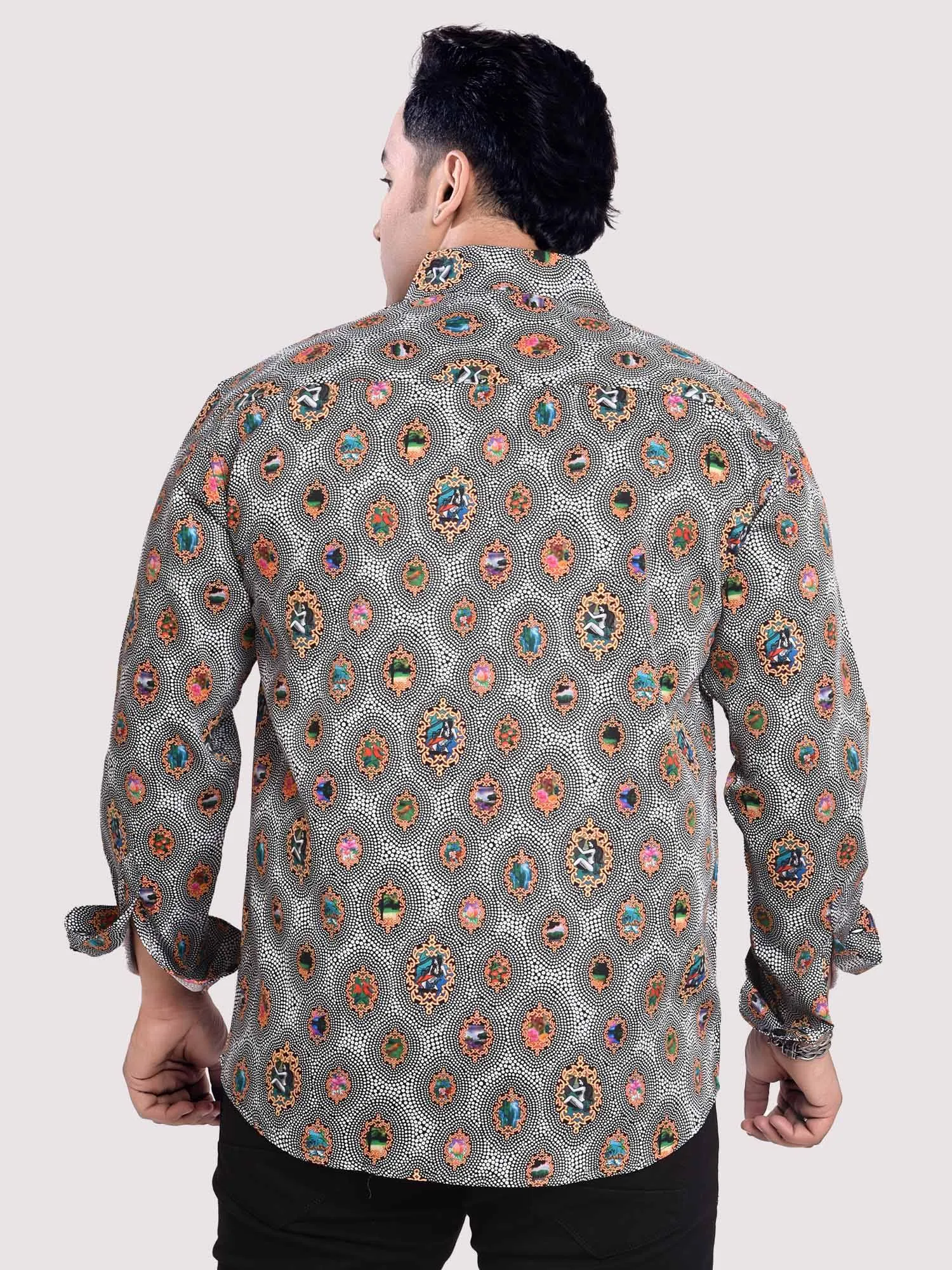 Diamond Saffron Digital Printed Shirt Men's Plus Size