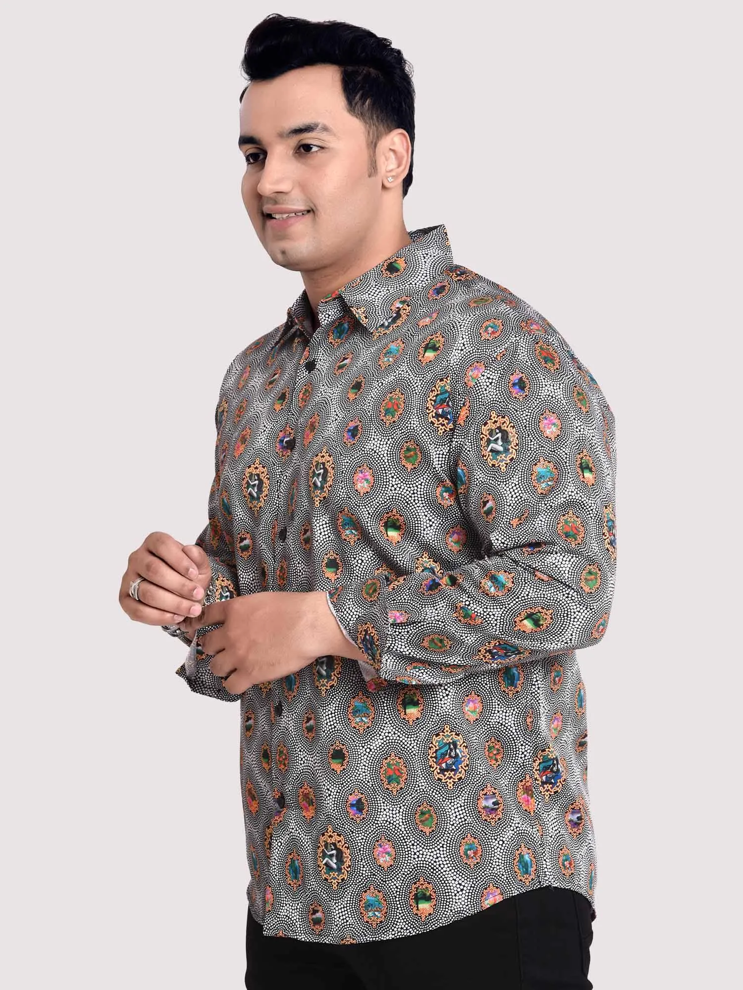 Diamond Saffron Digital Printed Shirt Men's Plus Size