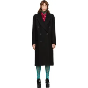Dries Van Noten Black Wool Double-Breasted Coat